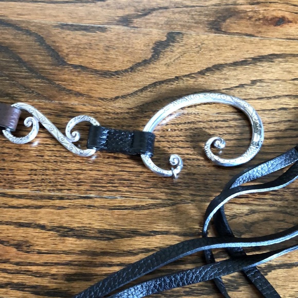 Brighton, Black & Brown Leather and Silver Adjustable Belt! main image 7